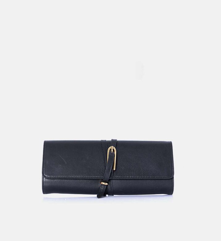 Leather Belted Clutch Bag