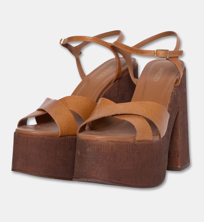Arezzo Leather Platform Sandals, Brown, Eu-39, Packshot View