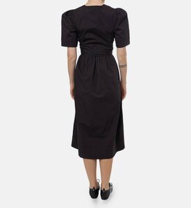 Ganni Bow-detail V-neck Midi Dress, Model View