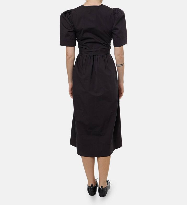 Ganni Bow-detail V-neck Midi Dress, Model View