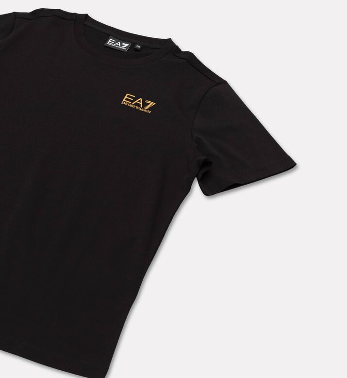 EA7 Cotton Straight Hem T-shirt, Black, 12y, Packshot View