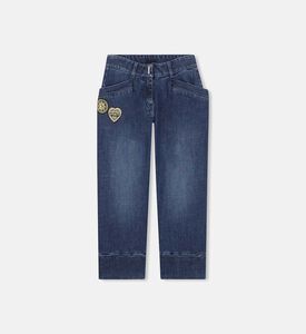 Badge-accent Denim Trousers