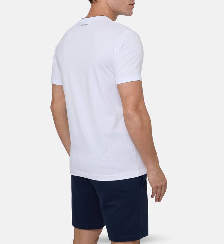 Hackett London Cotton Logo-print Crewneck T-shirt, White, Xl, Model View