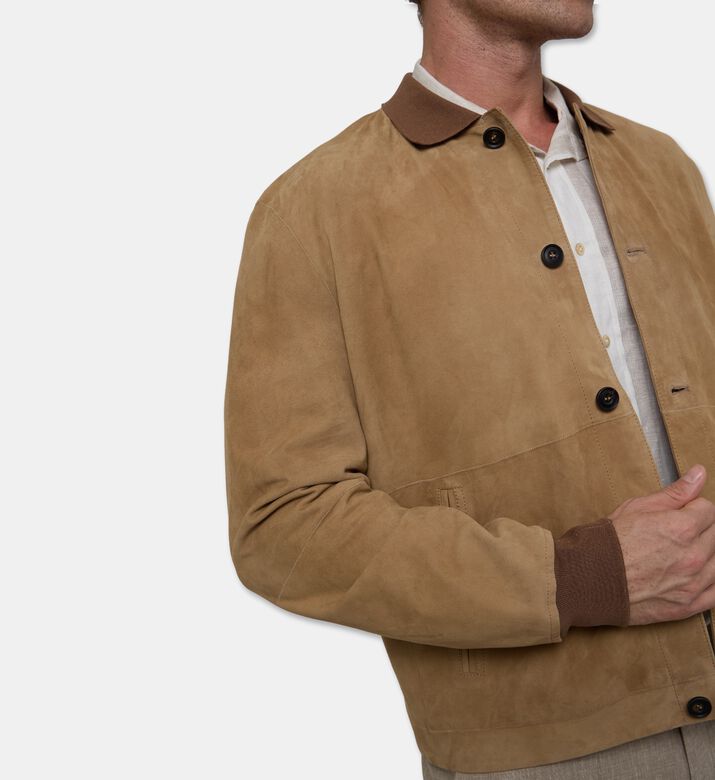 Corneliani Contrast Knit Collar Bomber-style Jacket, Model View
