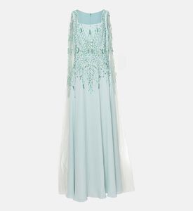 فستان طويل مزين بخرز