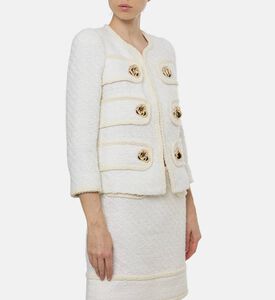 Edward Achour Paris Gold Buttons Tweed Jacket, Model View