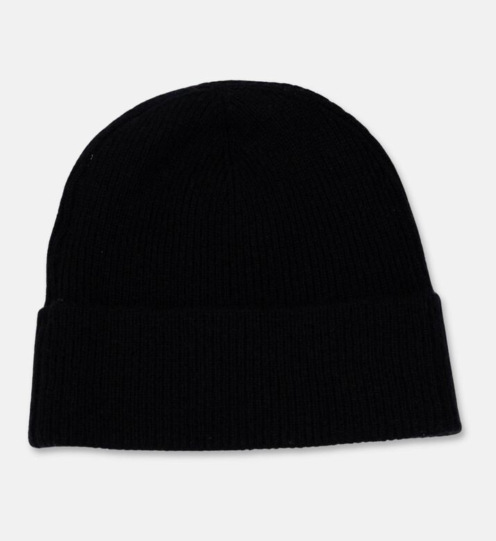 Galeries Lafayette Classic Ribbed Knit Hat, Black, Packshot View