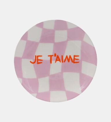 Ceramic Checkered Pattern Round Plate