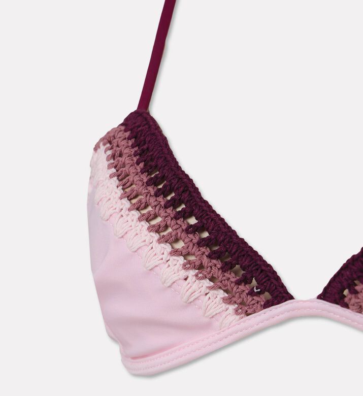 Leslie Amon Multi-tonal Crochet Embroidered Triangle Top, Packshot View