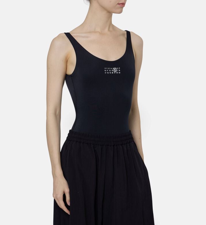 MM6 Logo-print Sleeveless Swimsuit, Model View