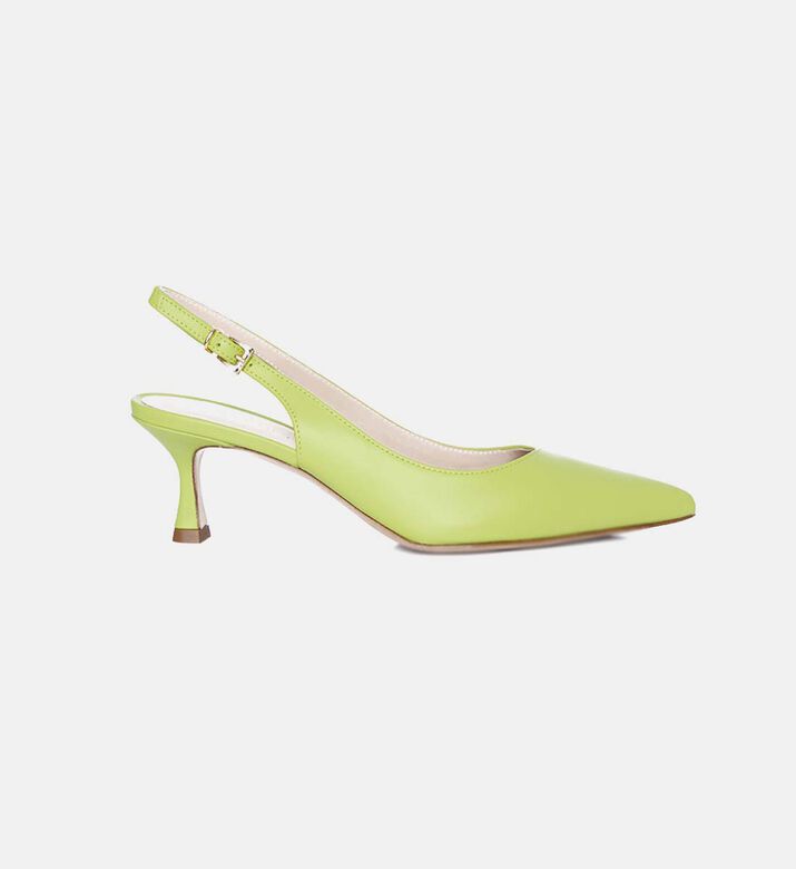 Slingback Leather Side Buckle Heels