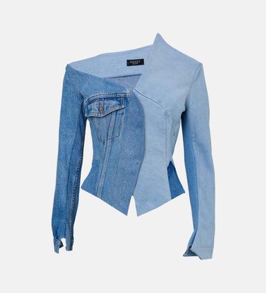 Upcycled Denim Off Shoulder Jacket