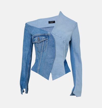 Upcycled Denim Off Shoulder Jacket