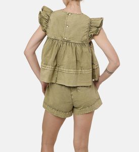 Ganni Cotton Ruffle Sleeve Top, Model View