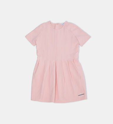 Logo-embroidered Pleated Dress