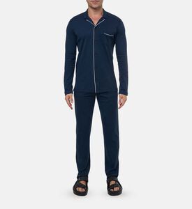 Contrast Piping Long Pajama Set