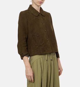 Ba and Sh Milas Leather Jacket, Khaki, L, Model View