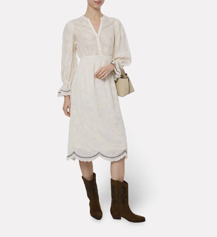 Ba and Sh Paisley Long-sleeve Midi Dress, Model View