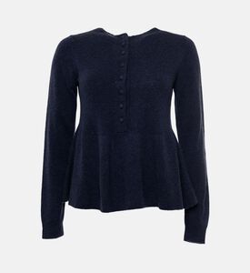Ba and Sh Ruffle Hem Button Closure Sweater, Dark-blue, Xs, Packshot View