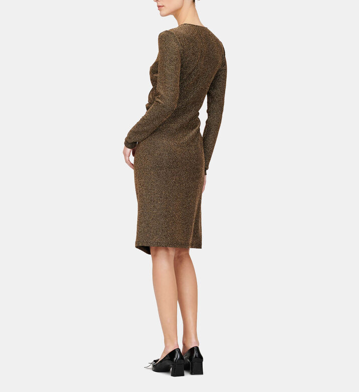 Metallic V-neck Wrap Fitted Dress Metallic V-neck Wrap Fitted Dress