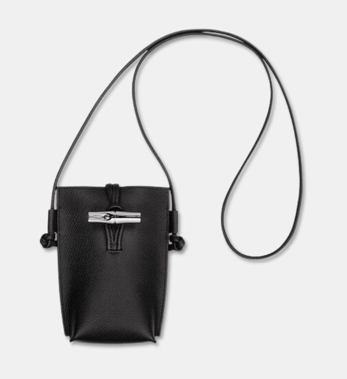 Longchamp Leather Phone Pouch, Black, Packshot View