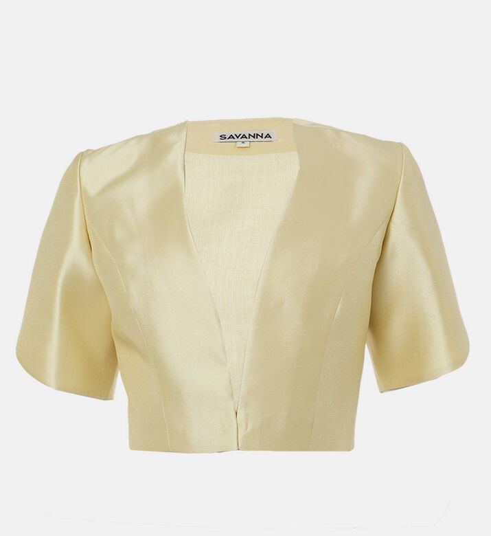 Savanna Bell-shaped Sleeves V-neck Jacket, Yellow, S, Packshot View