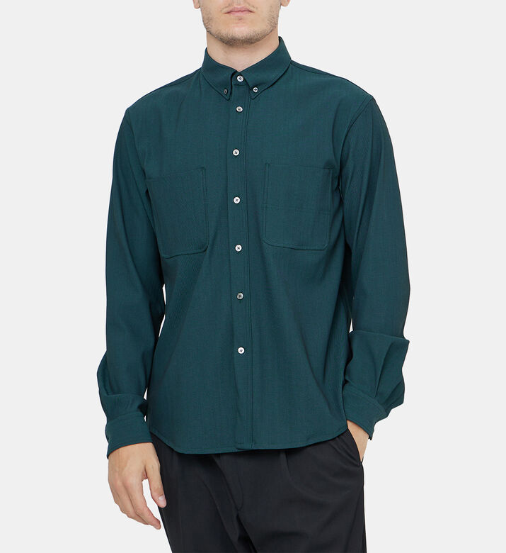 قميص بياقة سادة من مزيج الصوف