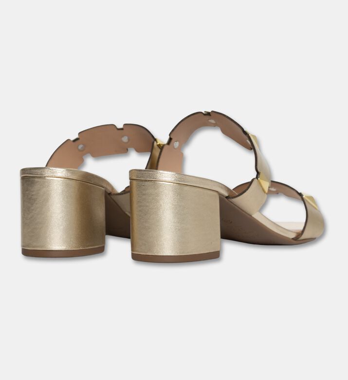 Arezzo Block-heel Leather Slide Sandals, Light-grey, Eu-39, Packshot View
