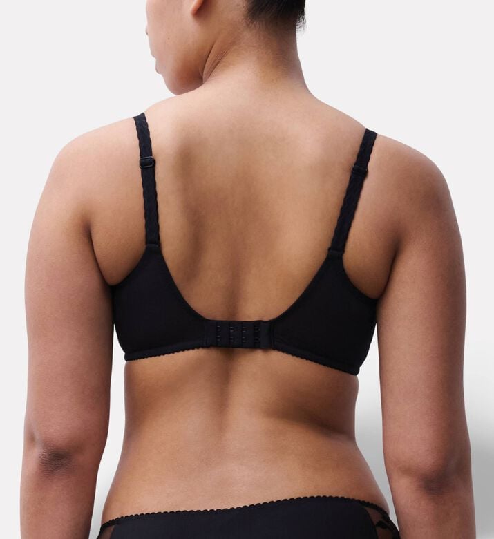 Chantelle Floral-embroidery Bra, Black, 90, C, Model View