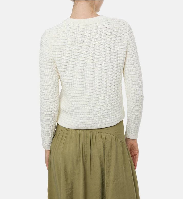 Ba and Sh Side Button-detail Long-sleeve Sweater, Grey, M, Model View