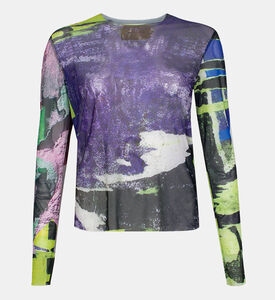 قميص بأكمام طويلة بطبعة مجردة