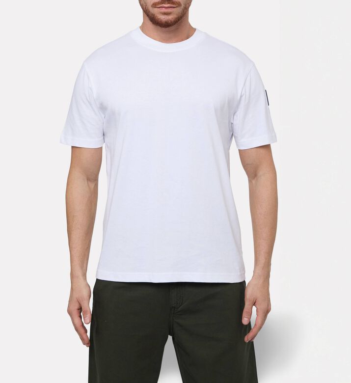 Karl Lagerfeld Silicone Logo-patch Short-sleeve T-shirt, White, L, Model View