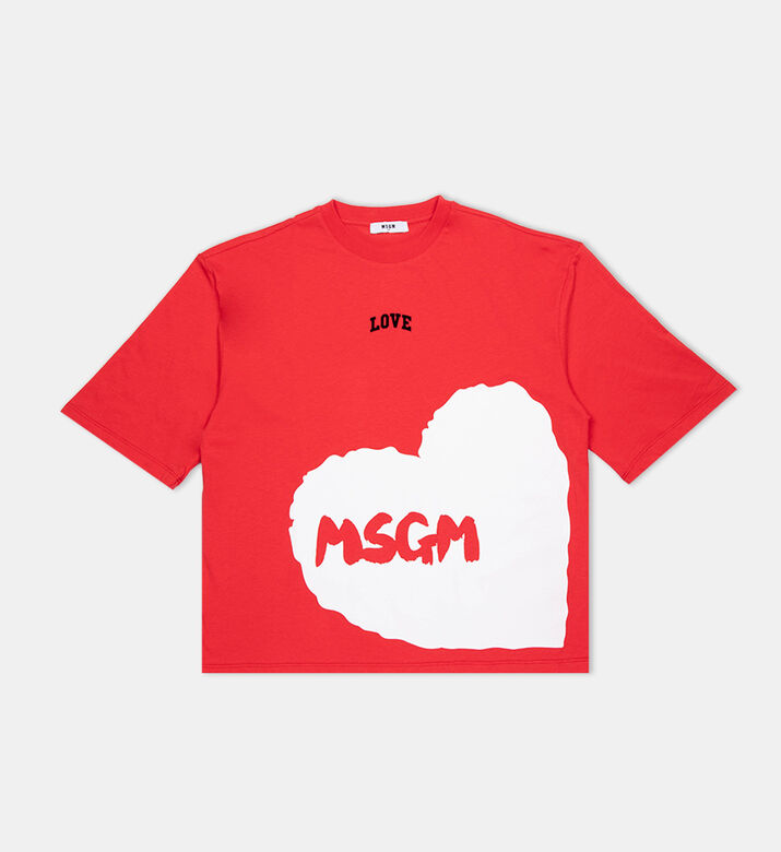 Heart Print Cotton T-shirt