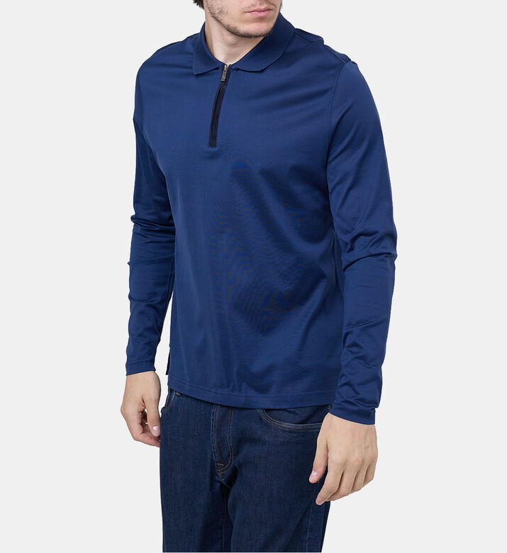 قميص بولو بأكمام طويلة بياقة بنصف سحّاب