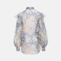 Hannah Organza High-neck Floral Blouse