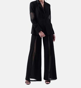 بنطال كريب شبكي عريض الساقين