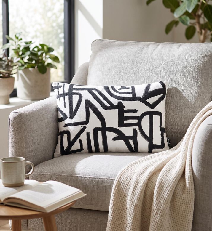 Home Deco and More Kimo Printed Cotton Cover Filled And Vaccumed Cushion, Packshot View