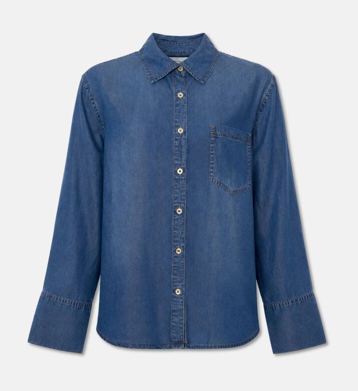 Alice + Olivia Finely Denim Button-down Shirt, Packshot View