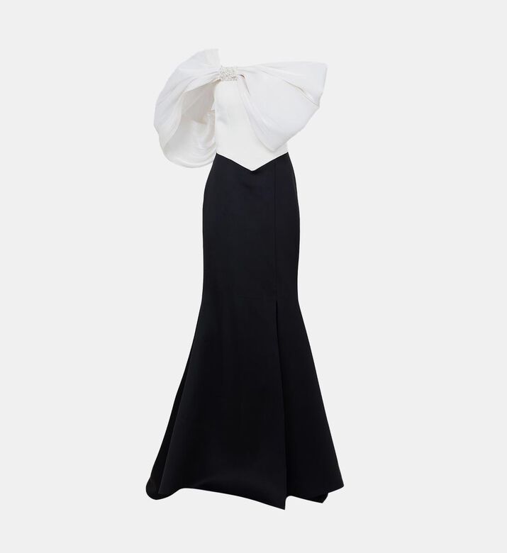 Bridal Satin Corset Bow Neoprene Gown