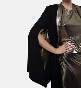 I Am The Company Iman Metallic Gold Collar Abaya, Model View