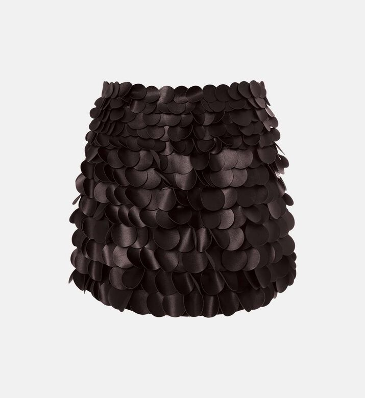 Leather Layered Sequins Mini Skirt