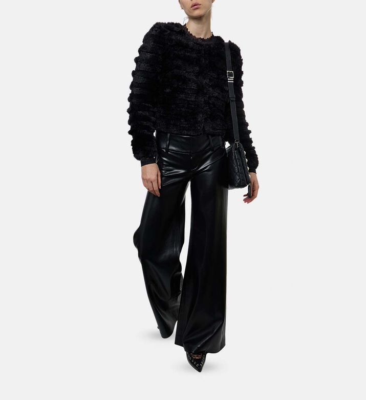Alice and Olivia Faux Fur Long-sleeve Jacket, Model View