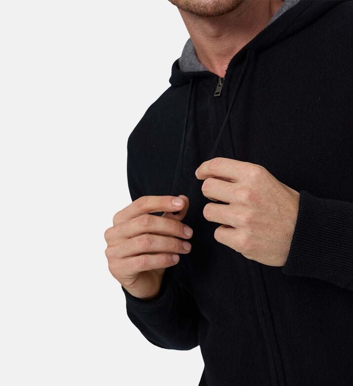 Vince Zip Fastening Hooded Sweater, Model View Vince Zip Fastening Hooded Sweater, Model View