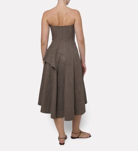 Dawei Strapless Asymmetric Midi Dress, Model View