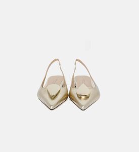 Metallic-finish Buckle Slingback Flats