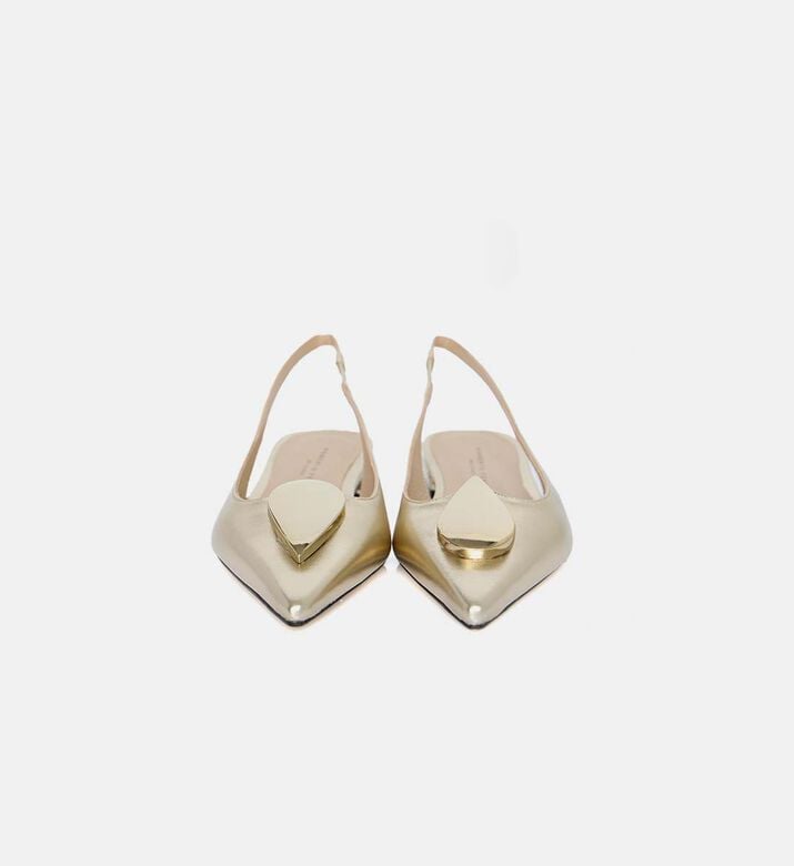 Metallic-finish Buckle Slingback Flats