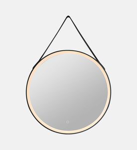 مرآة حمام بإطار فولاذي دائري وحزام