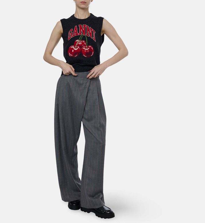 Ganni Logo-embroidery Straight Hem Vest, Model View