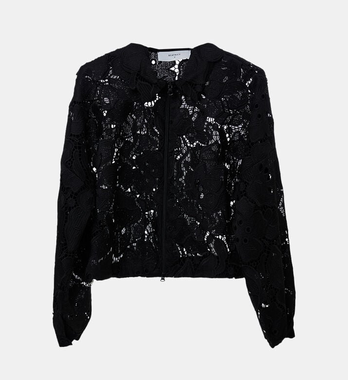 Floral-embroidery Long-sleeve Jacket