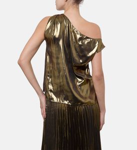 Blue For Burgundy Metallic Asymmetrical Top, Gold, 42, Model View